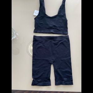 Free people black bra and short set